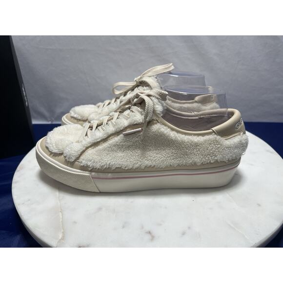 Coach City Sole Shearling Platform Sneakers Shoes Natural Chalk Women Size 8 - Picture 8 of 16